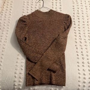 Brown space print mock turtleneck sweater